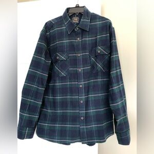 NWOT Jacks Heritage Flannel Long Sleeve, Green and Navy XL Smoke/Pet Free Home
